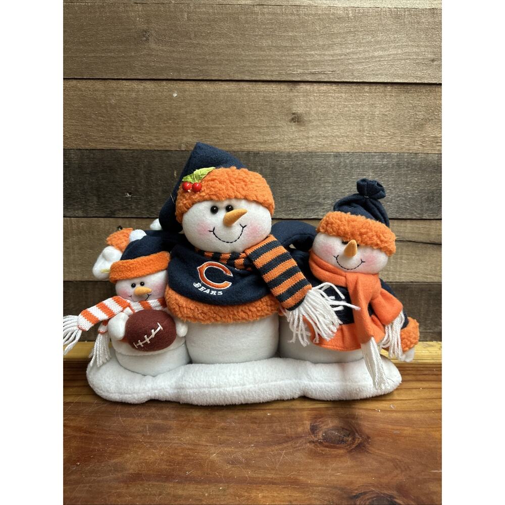 Chicago Bears Trio Snowman Family Holiday Christmas Plush Licensed
